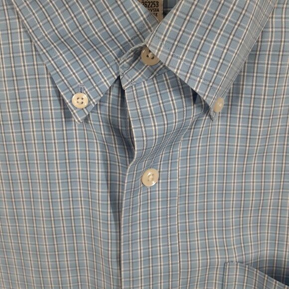 LL Bean Adult Mens 16-34 Traditional Fit Blue Plaid Long Sleeve Button Up Shirt - Picture 3 of 8
